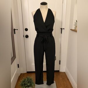 Lulu's Black Halter Tie-Waist Jumpsuit